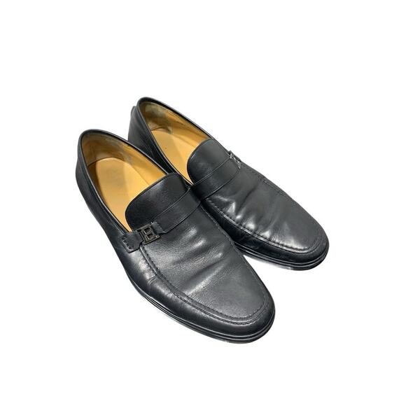 Bally Black Nevio Leather B Logo Buckle Dress Shoes Loafers Size US 10.5D - Picture 2 of 6